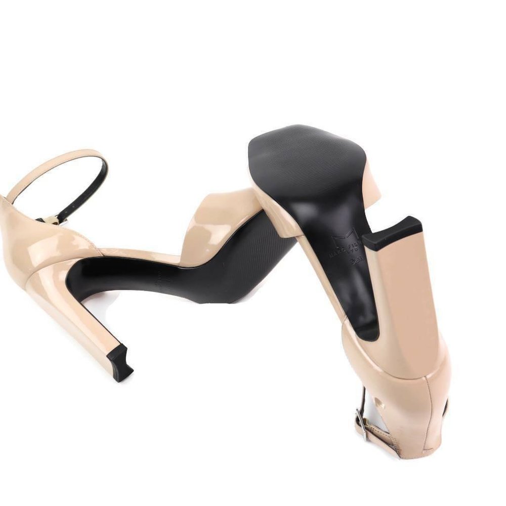 Marc Fisher Womens Harlin Sandals Beige Ankle Strap Peep Toe Block Heel 9.5 M - Picture 6 of 8